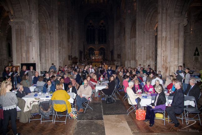Friends of Romsey Abbey Music Epiphany supper guests in the Abbey nave