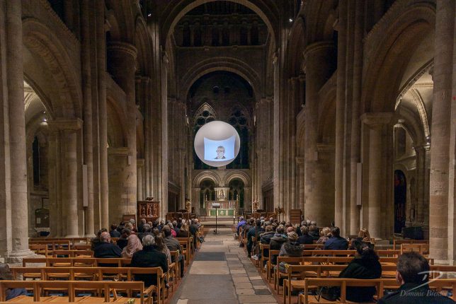 Film projected onto The Light in Romsey Abbey