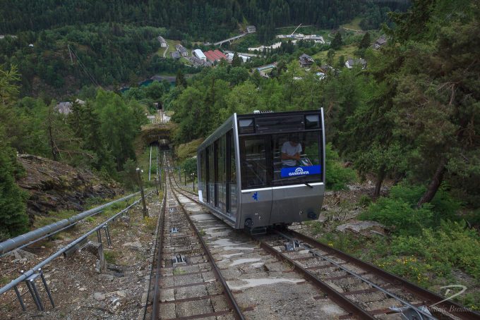 Carriage on very steep funicular railway